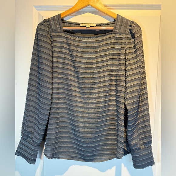 LOFT Tops - loft blouse women's Square Neck Blouse Gray small some intentional fraying
